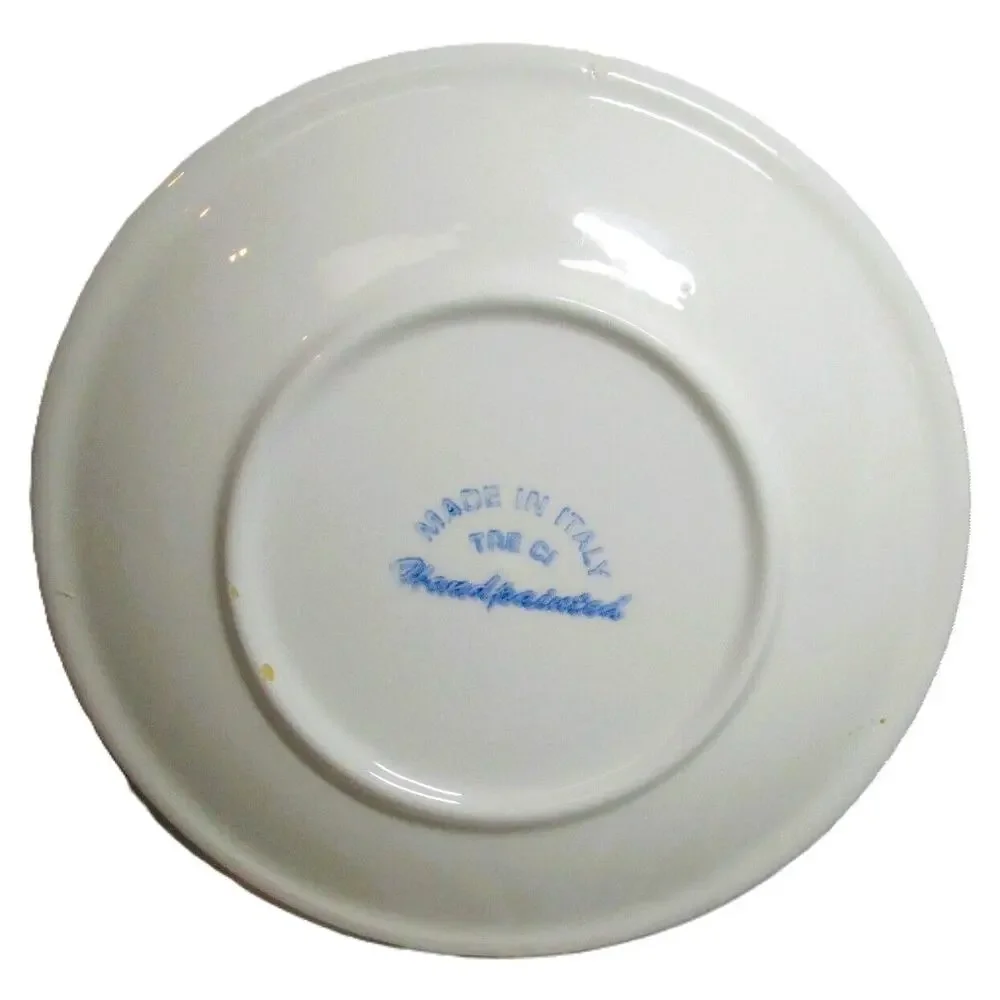 Tre Ci Italian Hand‑Painted Saucer Blue & Yellow Circles Vintage 1980s Ceramic